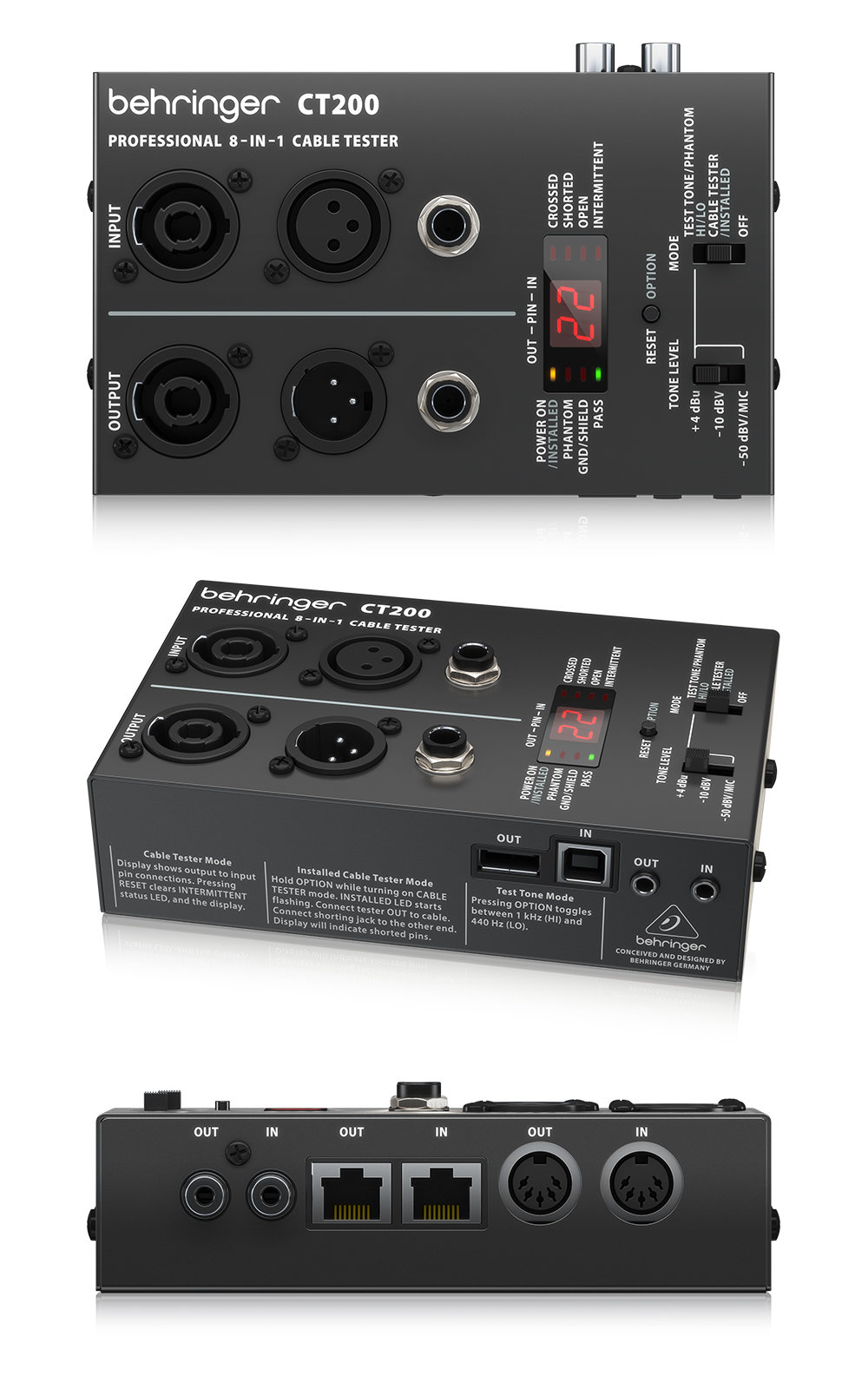 BEHRINGER CT200 Microprocessor Controlled 8in1 Cable Tester