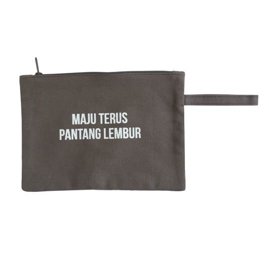 Zipped Pouch with Handle - Pantang Lembur - Charcoal