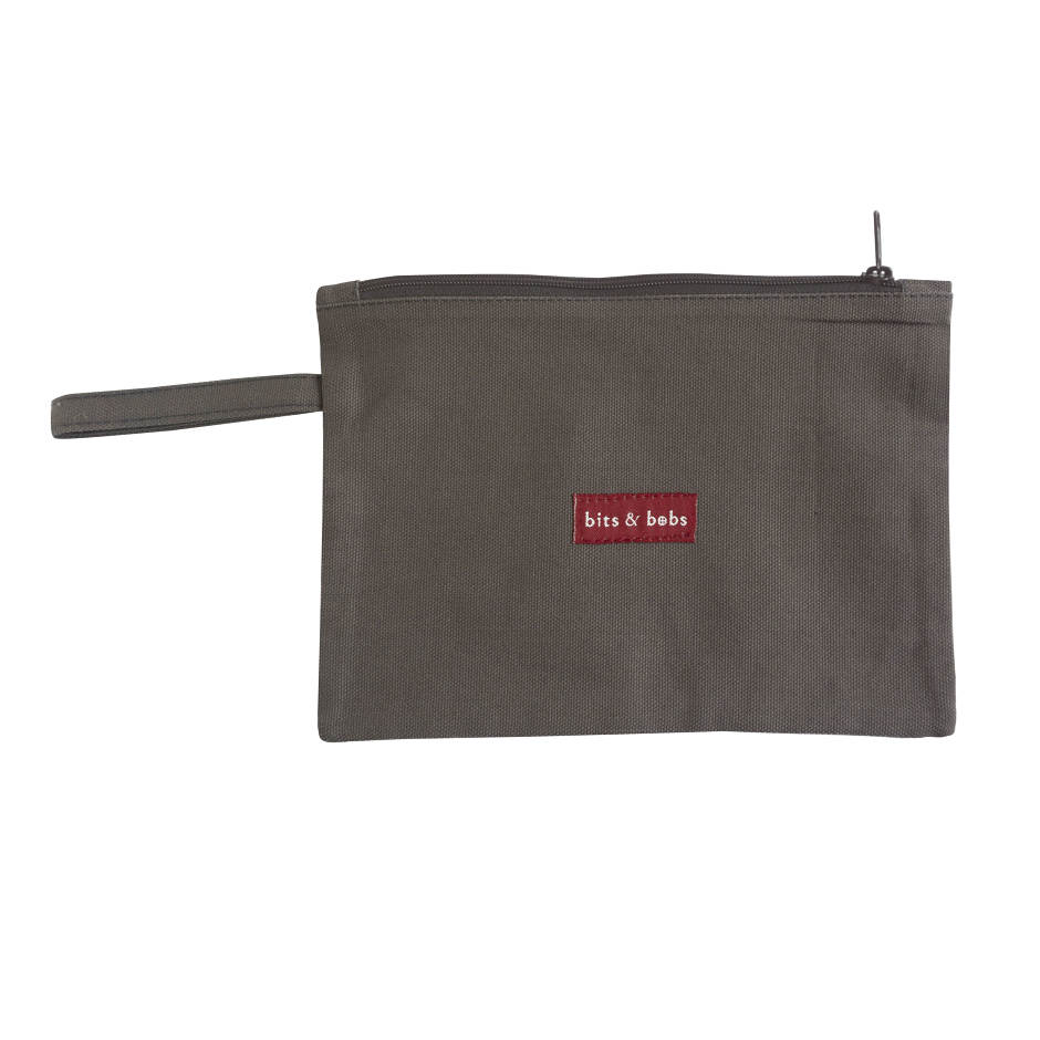 Zipped Pouch with Handle - Pantang Lembur - Charcoal