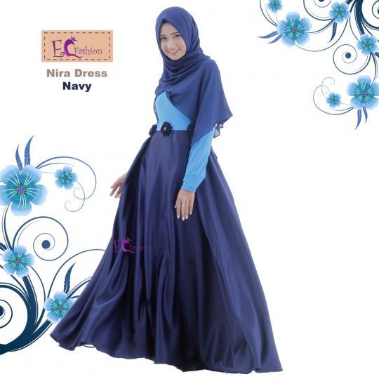 Nira Dress Navy Baju  Muslim