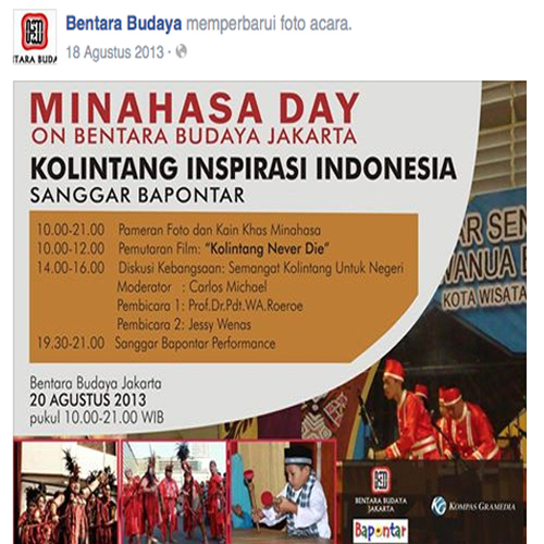 MINAHASA DAY ON BENTARA BUDAYA
