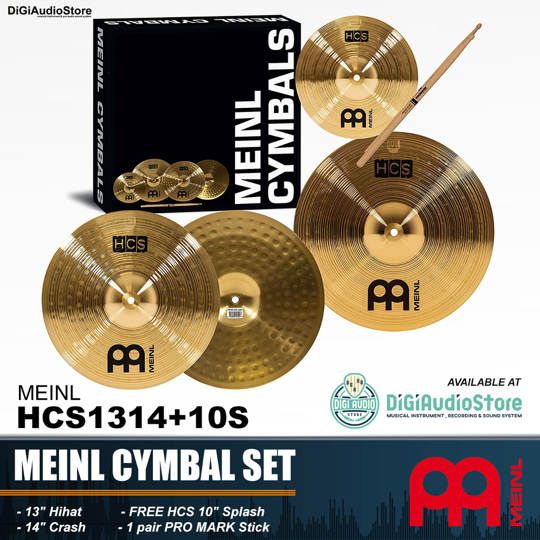 MEINL Cymbal HCS1314+10S 13 Hihat 14 Crash 10 Splah Stick Drum