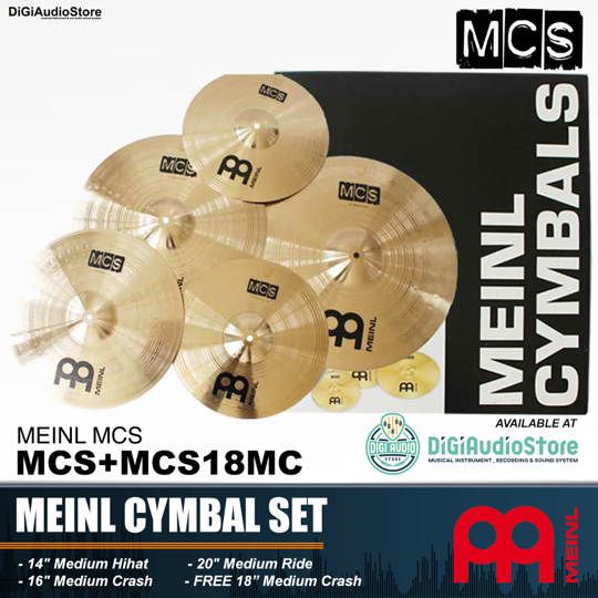 Meinl Cymbal Set MCS+MCS18MC 14 inch Med Hihat 16 inch Med Crash 20 inch Med Ride FREE MCS 18 inch Medium Crash