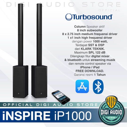 Speaker Column Aktif Turbosound iNSPIRE iP1000 - 1000 Watt - ( Harga Satu Set Speaker = 1 Column + 1 Subwoofer )