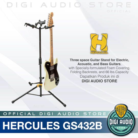 Triple Stand Tripod Gitar Elektrik , Akustik & Bass HERCULES GS432B