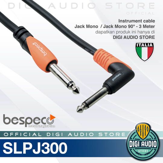 Kabel Instrument BESPECO SLPJ300 Jack Mono Model L to Jack Mono 3 Meter - Kabel Gitar Bass Keyboard