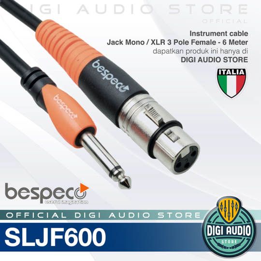 Kabel Microphone BESPECO SLJF600 Jack XLR Female To Jack Mono - 6 Meter