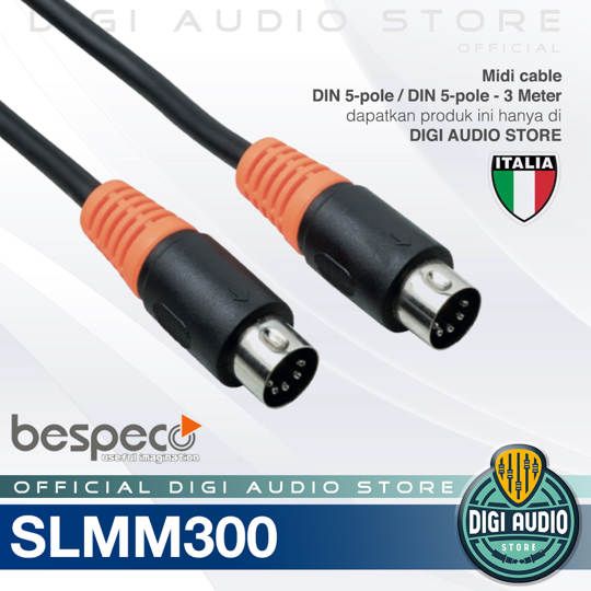 Kabel Midi Bespeco SLMM300 Kabel Midi 5 Pin / DIN 5 pole - 3 Meter