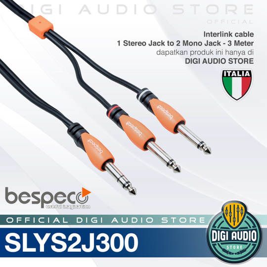 Bespeco SLYS2J300 - 1 Kabel Jack 1/4 Stereo To 2 Mono Jack spliter - 3 Meter