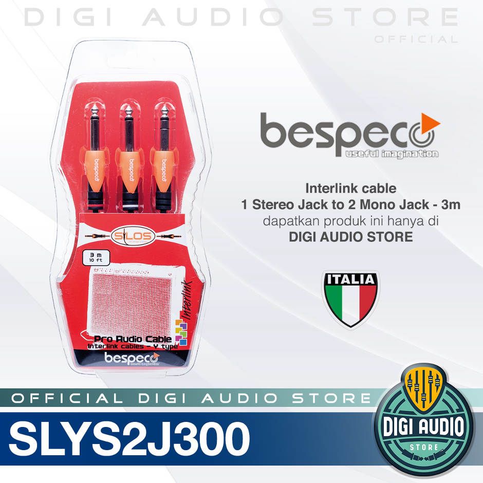 Bespeco SLYS2J300 - 1 Kabel Jack 1/4 Stereo To 2 Mono Jack spliter - 3 Meter