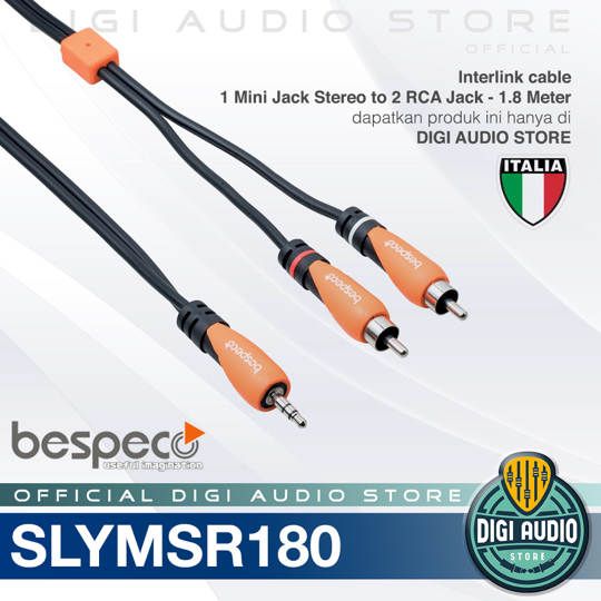 Bespeco SLYMSR180 - 1 Kabel Mini Jack Stereo To 2 RCA Jack - 1.8 Meter