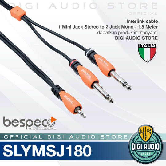 Bespeco SLYMSJ180 - 1 Kabel Mini Jack Stereo To 2 Jack Mono - 1.8 Meter