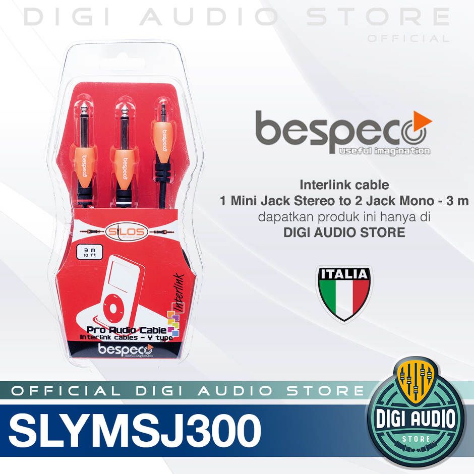 Bespeco SLYMSJ300 - 1 Kabel Mini Jack Stereo To 2 Jack Mono - 3 Meter