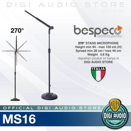Stand Mic - Standing Microphone Kaki Bulat BESPECO MS16 - Dudukan Mik