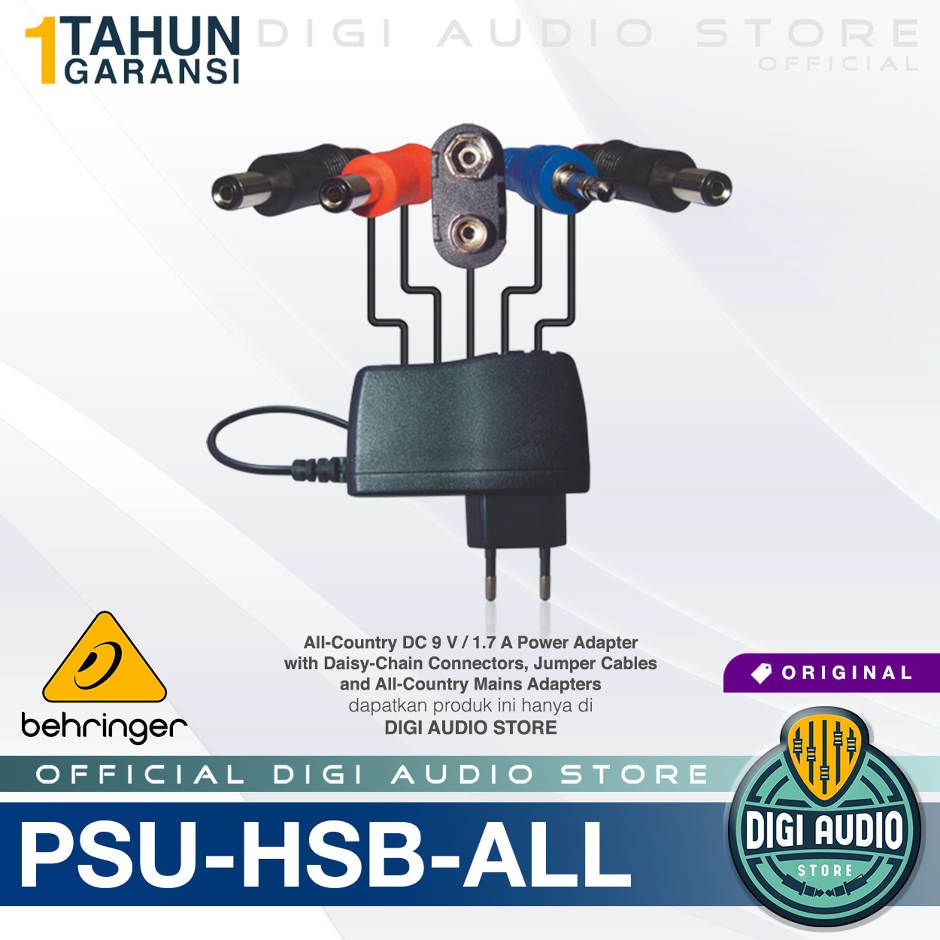 Adaptor Behringer PSU-HSB-ALL Adaptor Pedal Efek Stompbox include Kabel Jumper & Chain