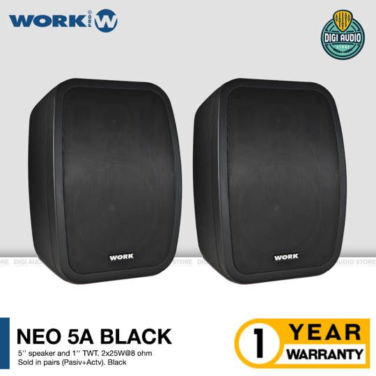 Speaker Pasif + Aktif Indoor & Outdoor dengan Bracket WORK PRO NEO 5A - 5 inch 2x25 watt 8 ohm