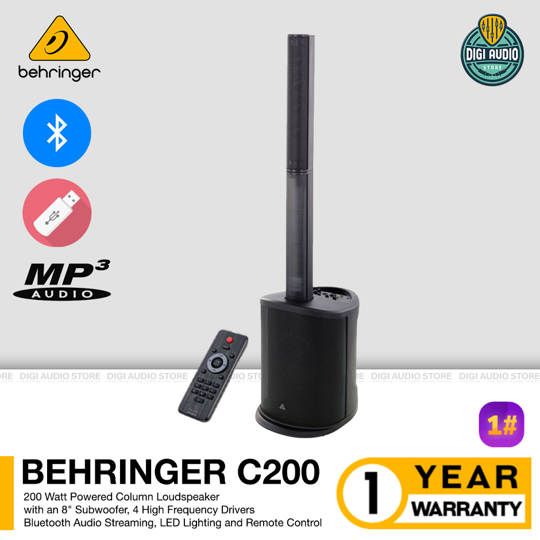 Speaker Column Aktif Behringer C200 - Wireless Bluetooth - USB Mp3 Player & Lampu LED