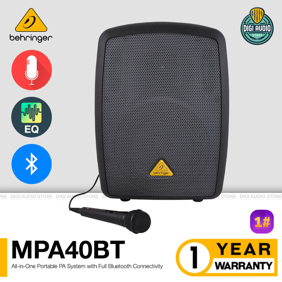 Speaker Bluetooth Wireless Portable Behringer MPA40BT - 40 Watt - 2 Channel Mic & Instrumen - Slot USB Wireless Microphone Option - FREE 1 Mik Kabel