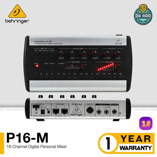 Personal Audio Mixer Monitor Behringer Powerplay P16-M 16 Channel Digital Stereo Mixer