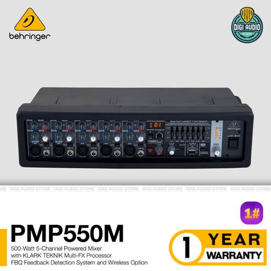Power Mixer Audio Amplifier Behringer PMP550M 500 Watt - 5 channel - Efek - Graphic Equalizer - Feedback Detection FBQ