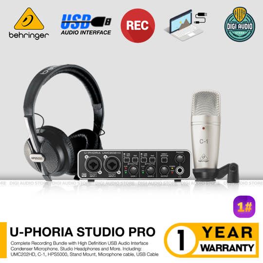 Paket Recording Behringer U-Phoria Studio Pro - Microphone - Soundcard - Headphone