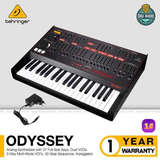 Behringer Odyssey Analog Synthesizer Keyboard 37 Keys - Dual VCO- 3 Way Multi Mode VCF, 32 Step Sequencer - Arpeggiator & Efek
