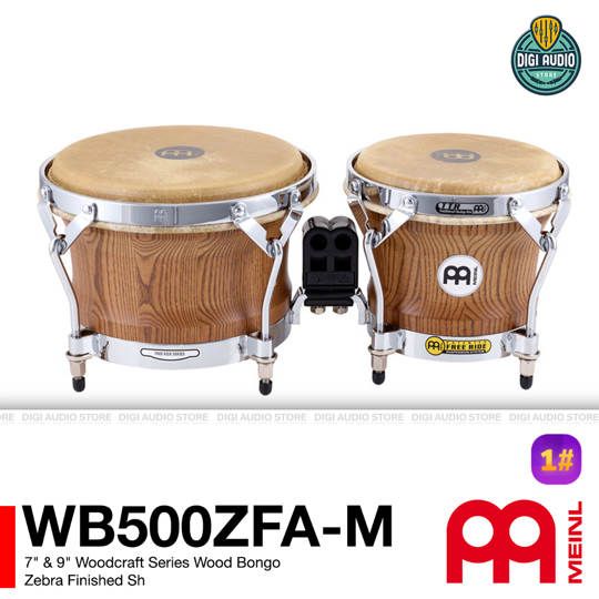 Wood Bongo Perkusi MEINL WB500ZFA-M - 7  & 9 inch Woodcraft Series Percussion, Zebra Finished