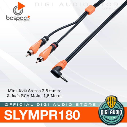 Kabel Audio Aux Mini Jack 3.5 mm Stereo to RCA - BESPECO SLYMPR180 - Cable Interlink Y 3.5mm to RCA 
