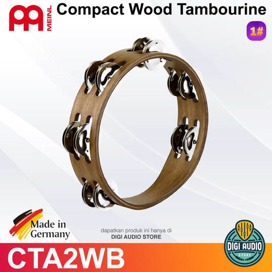 MEINL CTA2WB COMPACT WOOD TAMBOURINE, STAINLESS STEEL 8 inch