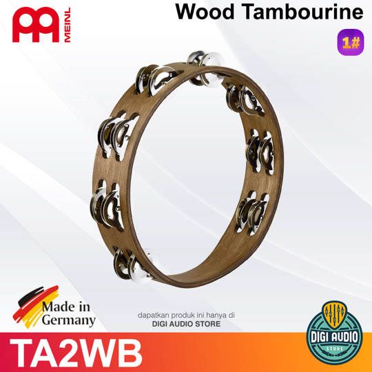 MEINL TRADITIONAL WOOD TAMBOURINE, STAINLESS STEEL JINGLES 10
