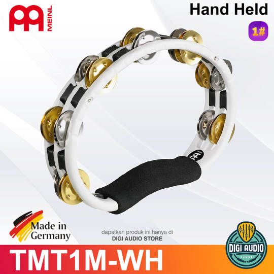 Meinl Percussion TMT1M-WH Hand Held Jingle Tambourine 2 Row
