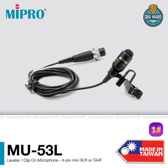 Clipon Microphone - Lavalier Clip On Mic MIPRO MU-53L - 4-pin mini XLR or TA4F