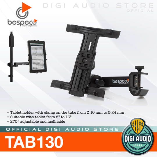 Bespeco TAB130 Universal Tablet & iPAD Mounting Holder 8-13 inch to Stand Microphone
