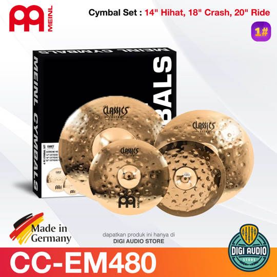 Paket Cymbal Drum Meinl Classics Custom Extreme Metal - 14 Hihat - 18 Crash - 20 inch Ride - Meinl CC-EM480