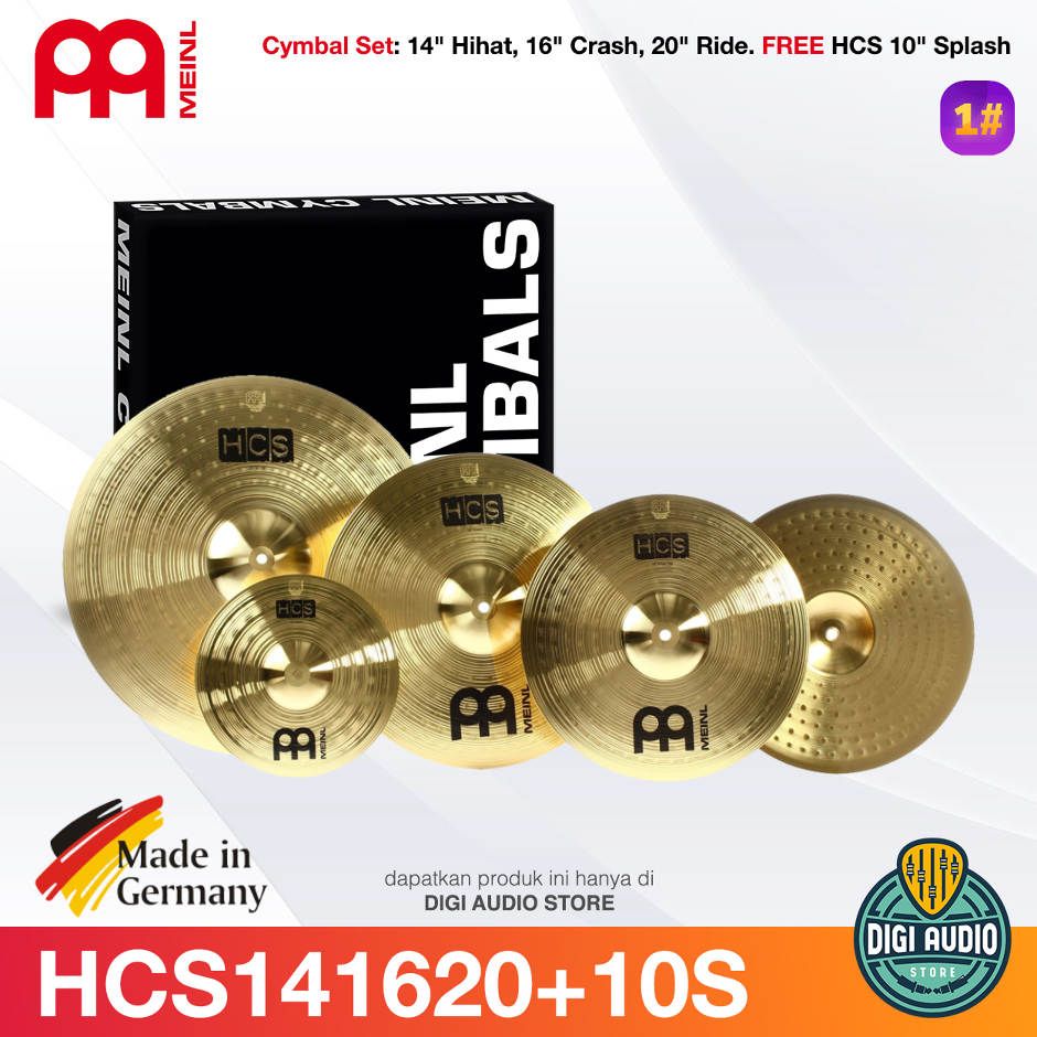 Cymbal Set MEINL HCS141620+10S - Paket Cymbal Drum 14 hihat 16 crash 20 ride FREE 10 splash
