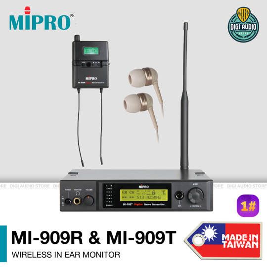 Wireless In Ear Monitor IEM Set MIPRO MI-909R & MI-909T - Receiver - Bocypack Transmitter & Earphone