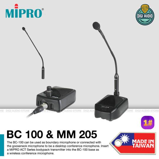 Gooseneck Podium Mic + Confrence Boundary Microphone Desktop Base MIPRO BC 100 & MM 205