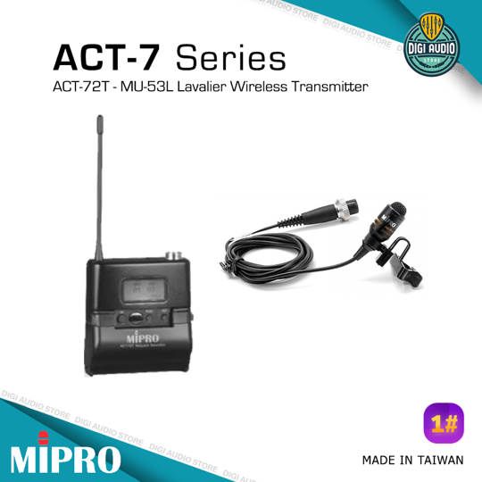 WIreless Clipon Mic - Lavalier Microphone + Bodypack Transmitter MIPRO ACT-72T + MU-53L