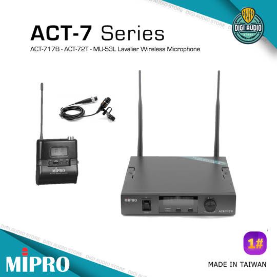 Wireless CLipon Microphone - Lavalier Mic - MIPRO ACT-717B + ACT-72T + MU-53L - ACT-7 Series