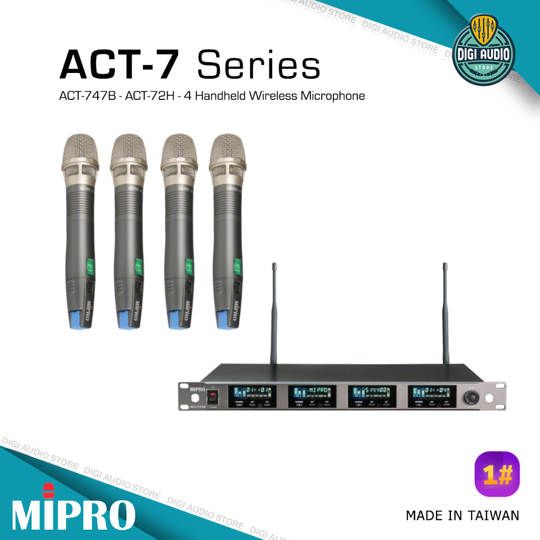 Wireless Vocal Microphone 4 Channel MIPRO ACT-747B + 4x ACT-72H - ACT-7 Series