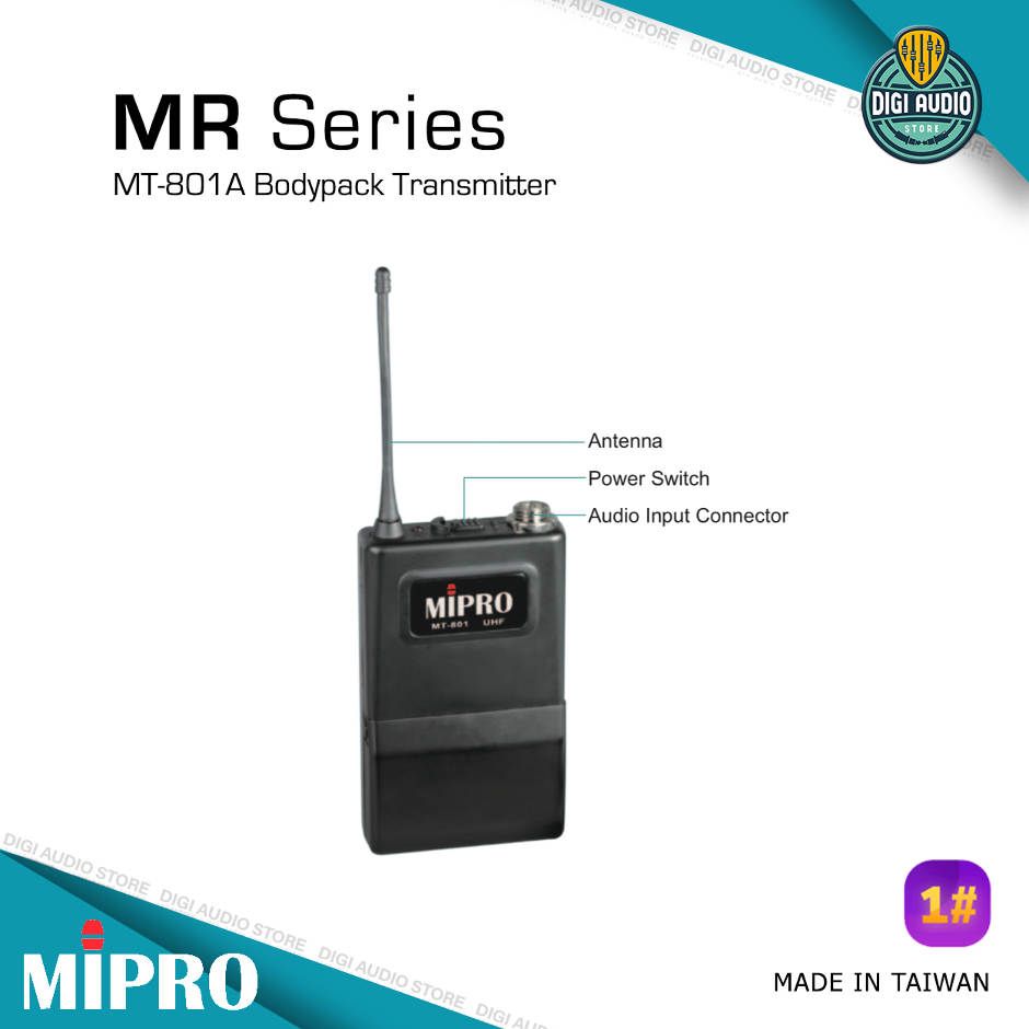 Wireless Microphone Vocal Handheld & Headset Mic - Dual Channel MIPRO MR-823 + MH-80 + MT-801a + MU-55HN - TS Output