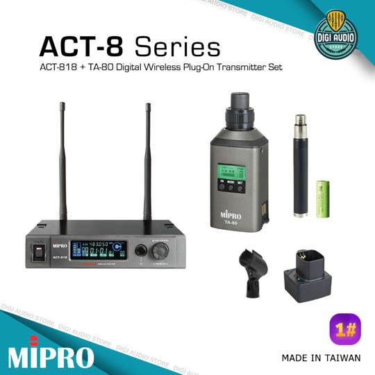 Digital Wireless Plug-On Transmitter Microphone MIPRO ACT-818 + TA-80 - Balance XLR Mic Input - Compatible for Dynamic or Condenser Wired Mic