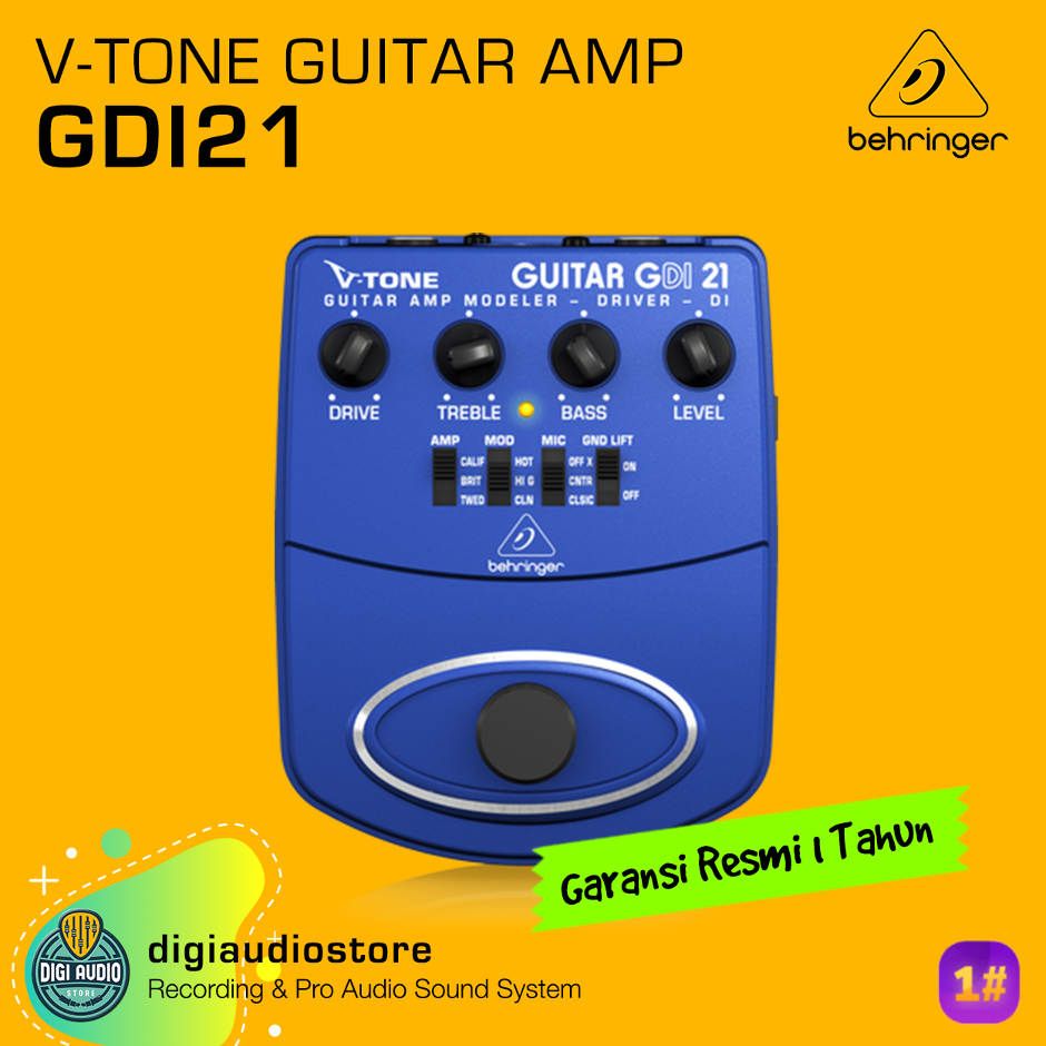 Behringer V-TOne GDI21 Guitar Amp Modeler / Direct Recording Preamp Pedal / DI Box