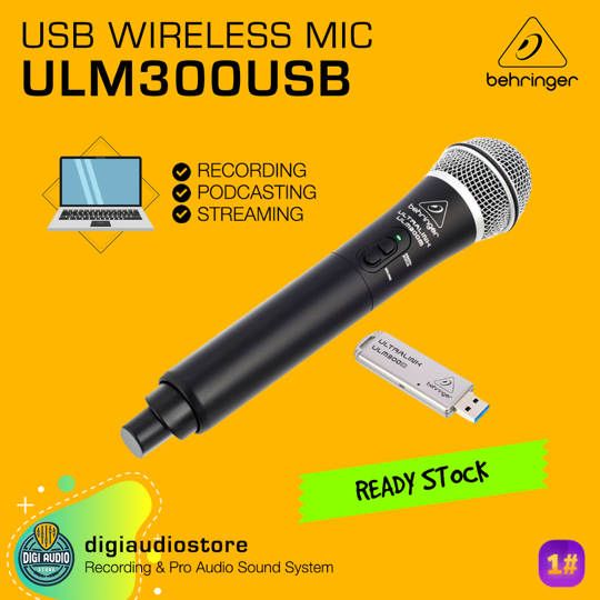 Wireless Microphone Behringer ULM300USB For Audio Mixer, Speaker & PC / Laptop USB live Streaming Podcast & Recording