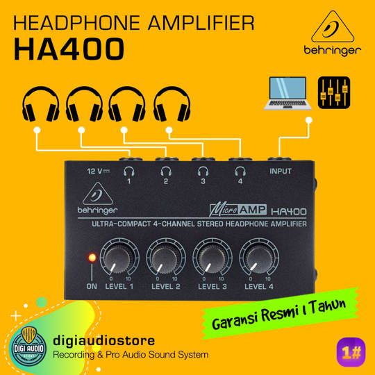 Headphone Amplifier Behringer MicroAMP HA400 - 4 Channel Headphone Amp