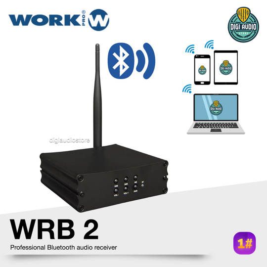 Professional Wireless Bluetooth Audio Stereo Receiver V2,1 with 5 dBi Antenna External dan Remote Control WORK PRO WRB 2