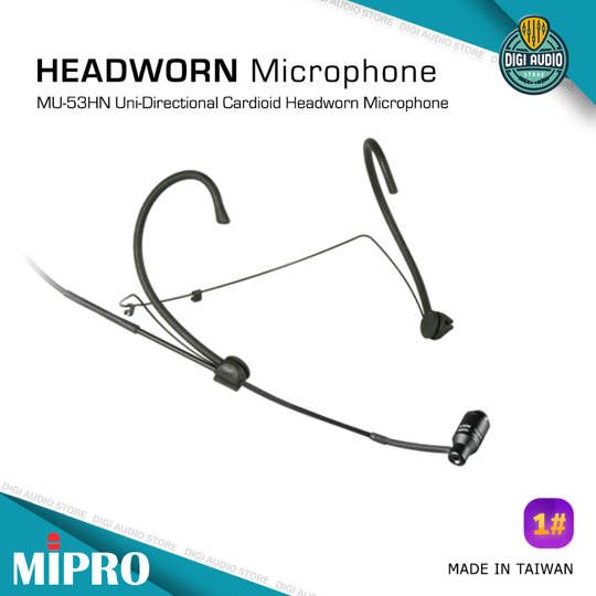 Headset Microphone - Mic Headworn - MIPRO MU-53HN Black - 4 Pin Mini XLR TA4F - Uni Directional