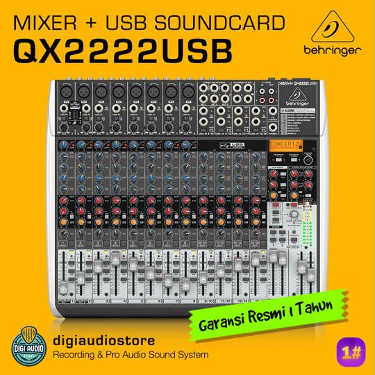 Audio Mixer 12 Channel 8 Mono 4 Stereo Behringer Xenyx QX2222USB - Effect - Graphic Equalizer - USB Audio Interface