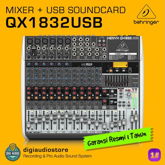 Audio Mixer Behringer Xenyx QX1832USB - 10 Channel 6 Mono 4 Stereo - Graphic Equalizer - Effect - Audio Interface