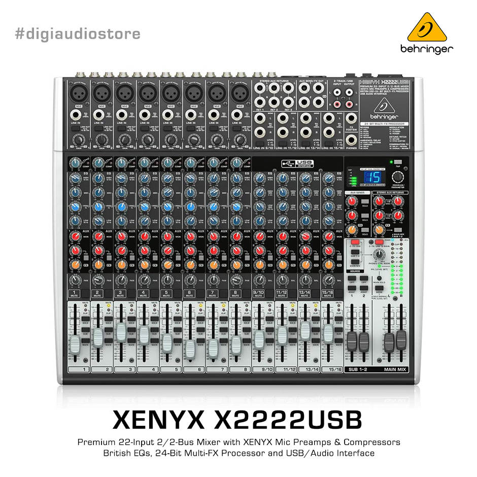 12 Channel Behringer Xenyx X2222USB with FX & Audio Interface